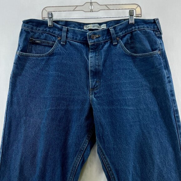 Lee Regular Fit Jeans Mens 40X30 Straight Fit Button Zip Fly 5-Pocket Denim Blue - Picture 3 of 14